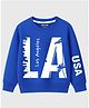 KUCHIPOO Fleece Knit Full Sleeves Los Angeles Text Printed Light Winter Sweatshirt - Blue