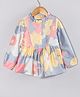 Hugsntugs Cotton Woven Full Sleeves Floral Printed Top - Grey