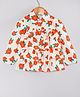 Hugsntugs Cotton Woven Full Sleeves Floral Printed Frill Detailed Top - White & Orange