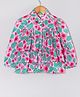 Hugsntugs Cotton Woven Full Sleeves Floral Printed & Frill Detailed Top - Pink