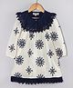 Hugsntugs Schiffili Woven Full Sleeves Floral Embroidered Lace Detailed Dress - Off White