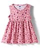 Simply Cotton Knit Sleeveless Frock With Floral Print - Pink