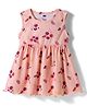 Simply Cotton Knit Sleveless Frock with Floral Print - Peach