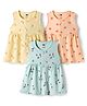 Simply Sinker Knit Sleeveless Frocks With Fruit Print Pack of 3 - Mint Cream & Orange
