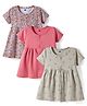 Simply Interlock Knit Half Sleeves Frocks with Floral & Polka Dots Print Pack of 3 - Multicolor