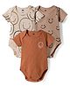Simply Cotton Knit Half Sleeves Onesies with Smiley Print Pack of 3 - Multicolor