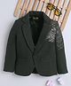 Ministitch Cotton Woven Full Sleeves Tiger Foil Printed Blazer - Olive Green