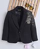 Ministitch Cotton Woven Full Sleeves Tiger Foil Printed Blazer - Black