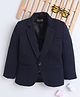 Ministitch Cotton Blend Woven Full Sleeves Solid Blazer - Navy Blue