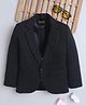 Ministitch Cotton Blend Woven Full Sleeves Solid Blazer - Black