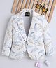 Ministitch Cotton Woven Full Sleeves Leaves Embriodered Blazer - Off White