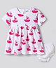 Bonfino 100% Cotton Knit Half Sleeves Frock With Boat Print & Bloomer - White