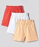 Bonfino 100% Cotton Knit Solid Colour Shorts Pack of 3 -White Peach & Dark Pink