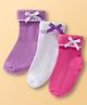 Cute Walk By Babyhug Ankle Length Solid Color Socks Pack of 3 - White Pink & Purple