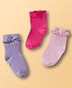 Cute Walk By Babyhug Ankle Length Solid Color Socks Pack of 3 - Multicolor