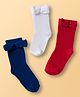 Cute Walk by Babyhug Ankle Length Solid Colour Socks with Bow Design Pack of 3 - Red White & Navy