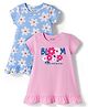 Honeyhap Premium 100% Cotton Knit With Bio Finish Half Sleeves Nighties With Floral Print Pack of 2 - Airy Blue & Nosegay