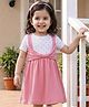 Babyhug 100% Cotton Knit Half Sleeves Polka Dots Printed Frock - Pink