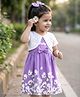 Babyhug Single Jersey Knit Frock & Half Sleeves Shrug With Floral Print - Purple & White