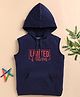 Unfab Cotton Jersey Knit Sleeveless Limited Edition Text Printed  Hooded Tee - Navy Blue