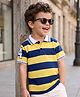 Kookie Kids Cotton Knit Half Sleeves Striped Polo T-Shirt - Multicolor