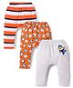 Babyhug Interlock Knit Full Length Diaper Leggings with Sport Theme Print & Stripes Pack of 3 - Multicolor