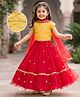Babyhug Woven Half Sleeves Choli Lehenga Set with Dupatta & Sequin Detailing - Red & Yellow