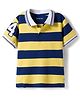 Kookie Kids 100% Cotton Knit Half Sleeves Polo T-Shirt With Tipping & Embroidery Detailing - Yellow