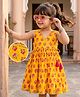 Babyhug Cambric Woven Sleeveless Floral Printed Ethnic Dress  - Yellow