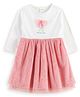 JusCubs Cotton Knit Full Sleeves Dancing Angel Text Bow Applique Detailed Dress - Pink