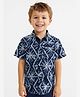 JusCubs Rayon Woven Half Sleeves Tie & Dye Abstract Printed Shirt - Navy Blue