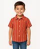 JusCubs Rayon Woven Half Sleeves Striped Shirt -  Rust Orange