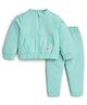 JusCubs Cotton Knit Full Sleeves Butterfly Patch Detailed Jacket & Joggers Set - Green