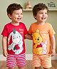 Babyhug Disney Single Jersey Knit Half Sleeves T-Shirts & Shorts Night Suit with Winnie & Friends Graphics Pack of 2 - Red & Orange