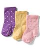Cute Walk By Babyhug Knit Ankle Length Antibacterial Socks with Polka Dot Design Pack of 3 - Yellow Pink & Purple