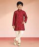 Vastramay Rayon Woven Full Sleeves Bandhani Printed Kurta & Pyjama Set - Maroon