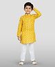 Vastramay Linen Woven Full Sleeves Abstract Printed Kurta & Pyjama Set - Yellow