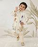 Vastramay Rayon Woven Full Sleeves Animal Printed Kurta & Pyjama Set - Off White