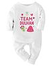 Zeezeezoo 100% Cotton Knit Wedding Theme Full Sleeves Team Dulhan Text Printed Romper - White