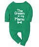 Zeezeezoo 100% Cotton Knit Wedding Theme Full Sleeves The Groom Is My Mamu Text Printed Romper - Green