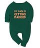 Zeezeezoo 100% Cotton Knit Wedding Theme Full Sleeves My Masi Is Getting Married Text Printed Romper - Forest Green