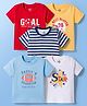 Doodle Poodle 100% Cotton Knit Half Sleeves T-Shirts with Sports Theme Print & Stripes Pack of 5 - Multicolor