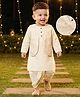 Babyhug 100% Cotton Flex Woven Full Sleeves Solid Dhoti Kurta Set With Embroidered Koti -Beige