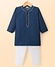 Babyhug 100% Cotton Woven Full Length Embroidered Kurta & Pyjama Set - Navy Blue
