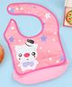 Yellow Bee Baby Feeding Bib With Kitty Print & detachable Food Catcher Tray - Pink