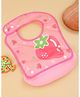 Yellow Bee Baby Feeding Bib with Strawberry Print & Food Catcher Pocket - Pink