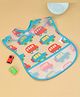 Yellow Bee Baby Feeding Bib Multicolor Vehicle Print with Pocket - Blue