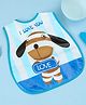 Yellow Bee Baby Feeding Bib with Puppy Love Theme with Stripes -Blue