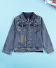 Kiddopanti Denim Woven Full Sleeves Travel Theme Printed Mild Washed Jacket - Blue