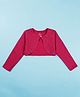 Kiddopanti Fleece Knit Full Sleeves Stone Embellished Shrug - Fuchsia